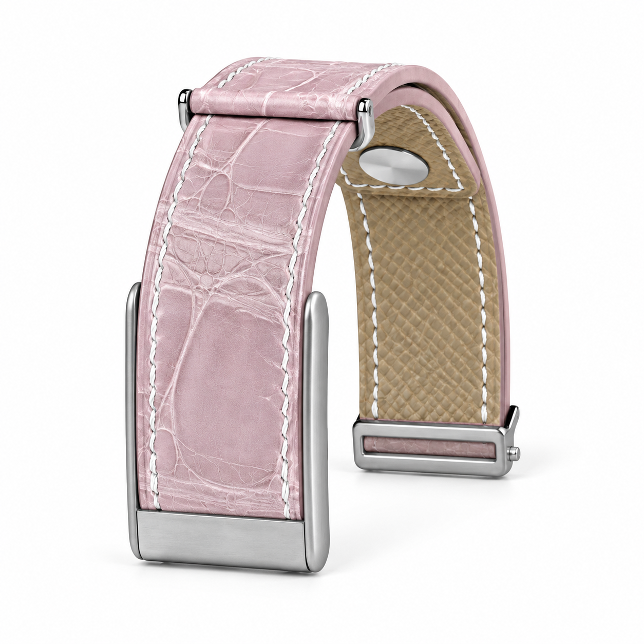 Mauve Pink crocodile leather whoop strap