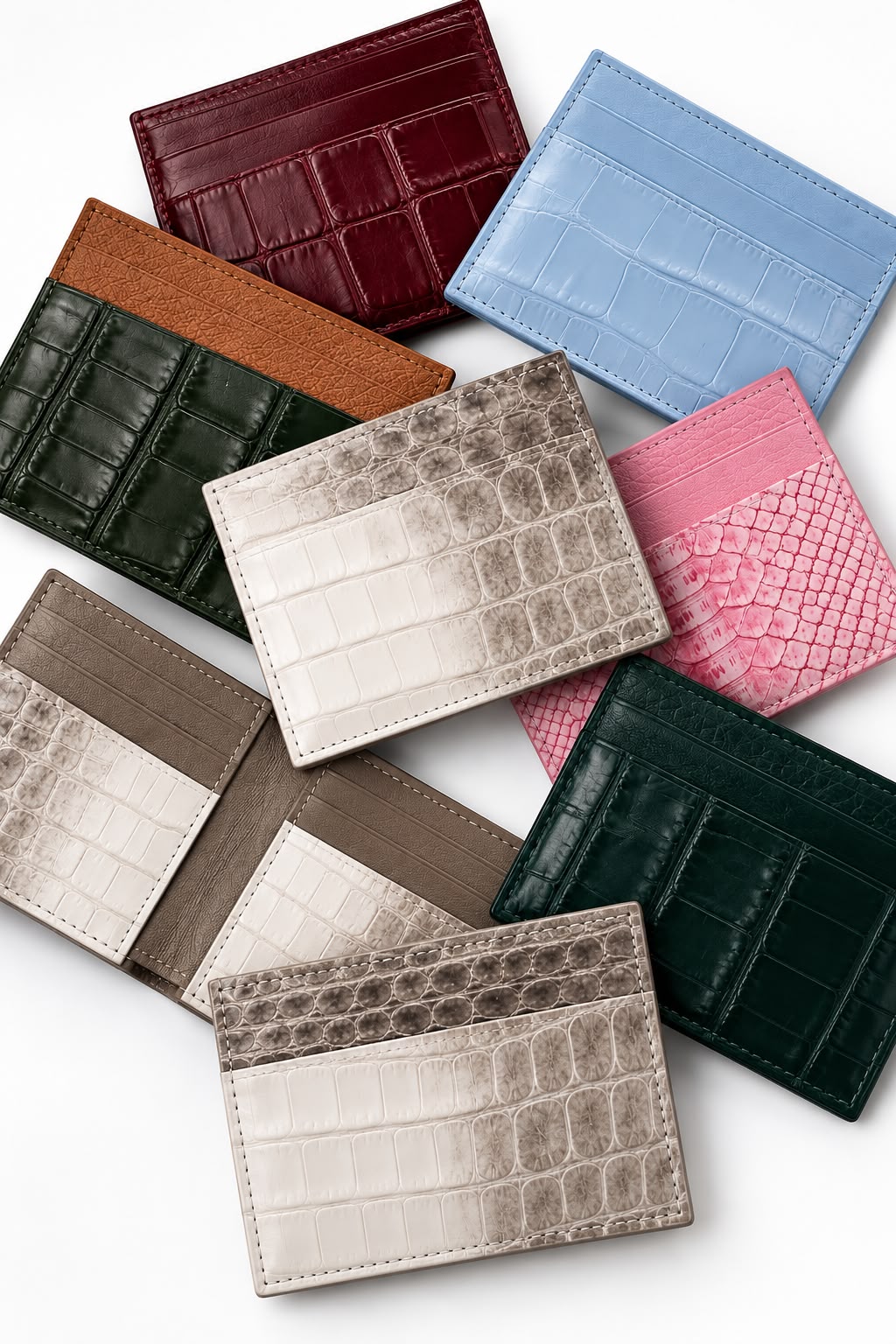 Crocodile leather card holders in several colours