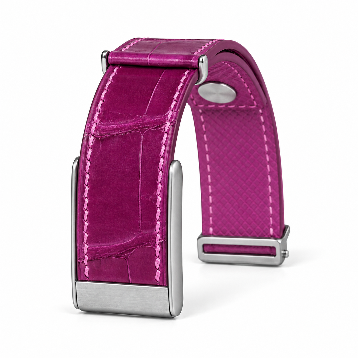 Maroon Pink crocodile leather whoop strap