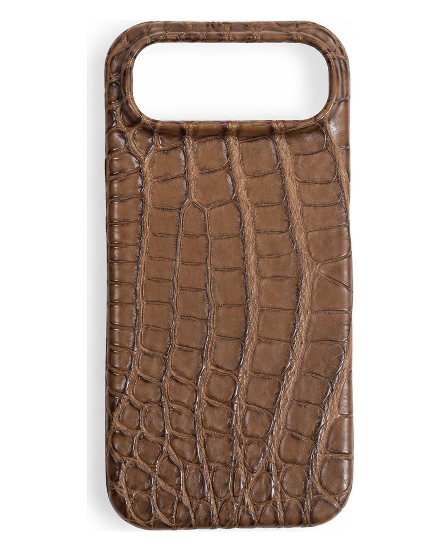Tan Brown crocodile leather phone case