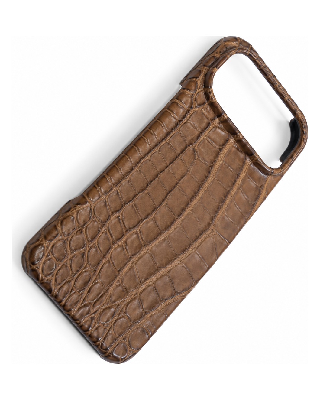 Tan Brown crocodile leather phone case