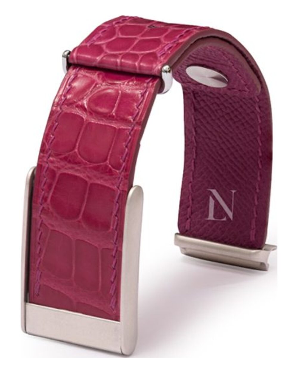 Fuchsia Pink crocodile leather watch strap