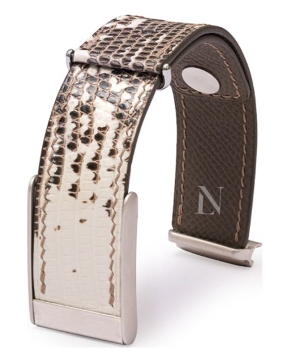 Neutral White lizard skin leather watch strap