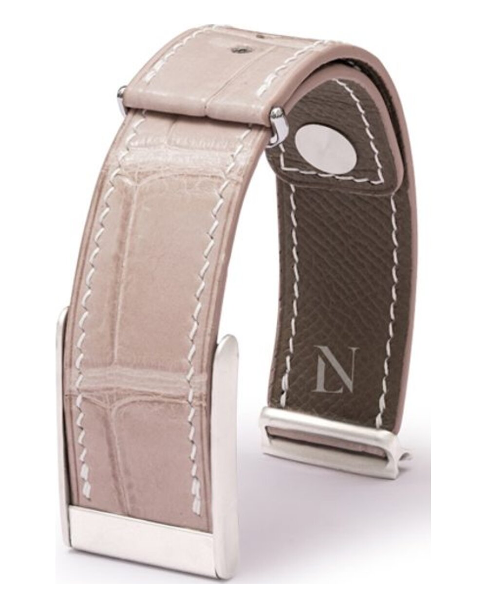 Matte Taupe crocodile leather watch strap