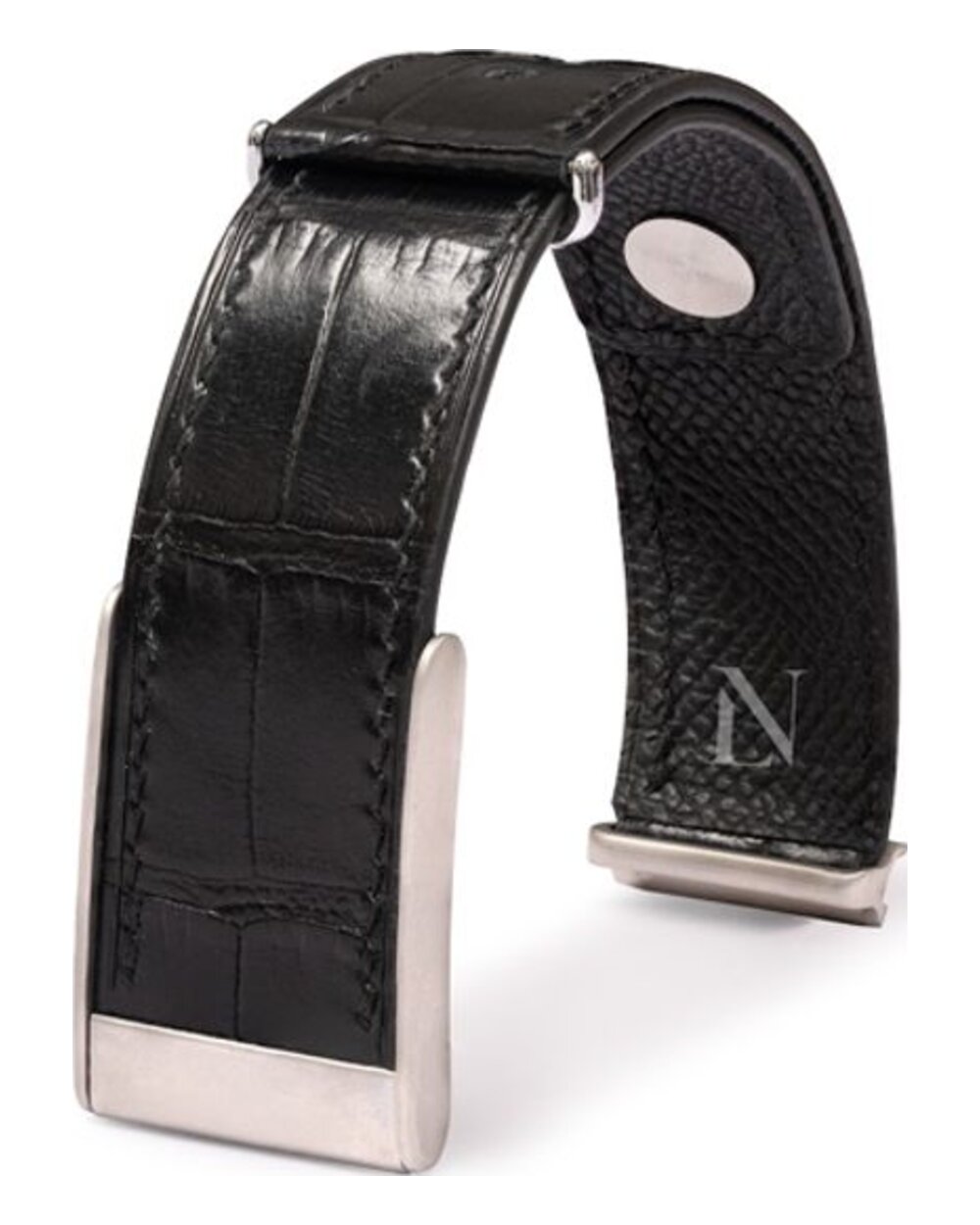 Noire Black crocodile leather watch strap