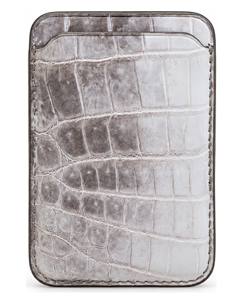Himalaya crocodile leather magnetic card case, angled