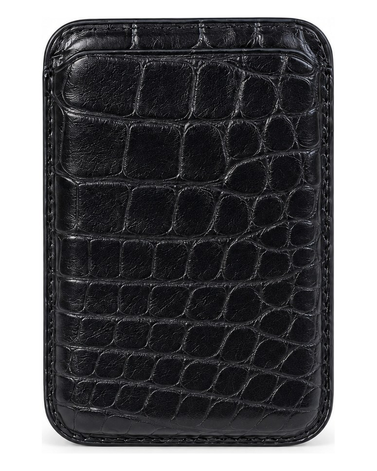 Black crocodile leather magnetic card case